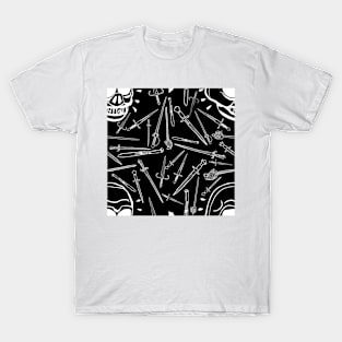 Skulls and Daggers - white and black T-Shirt